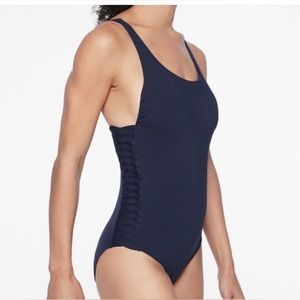 Athleta Adriata Navy One Piece Swimsuit, Medium NWT